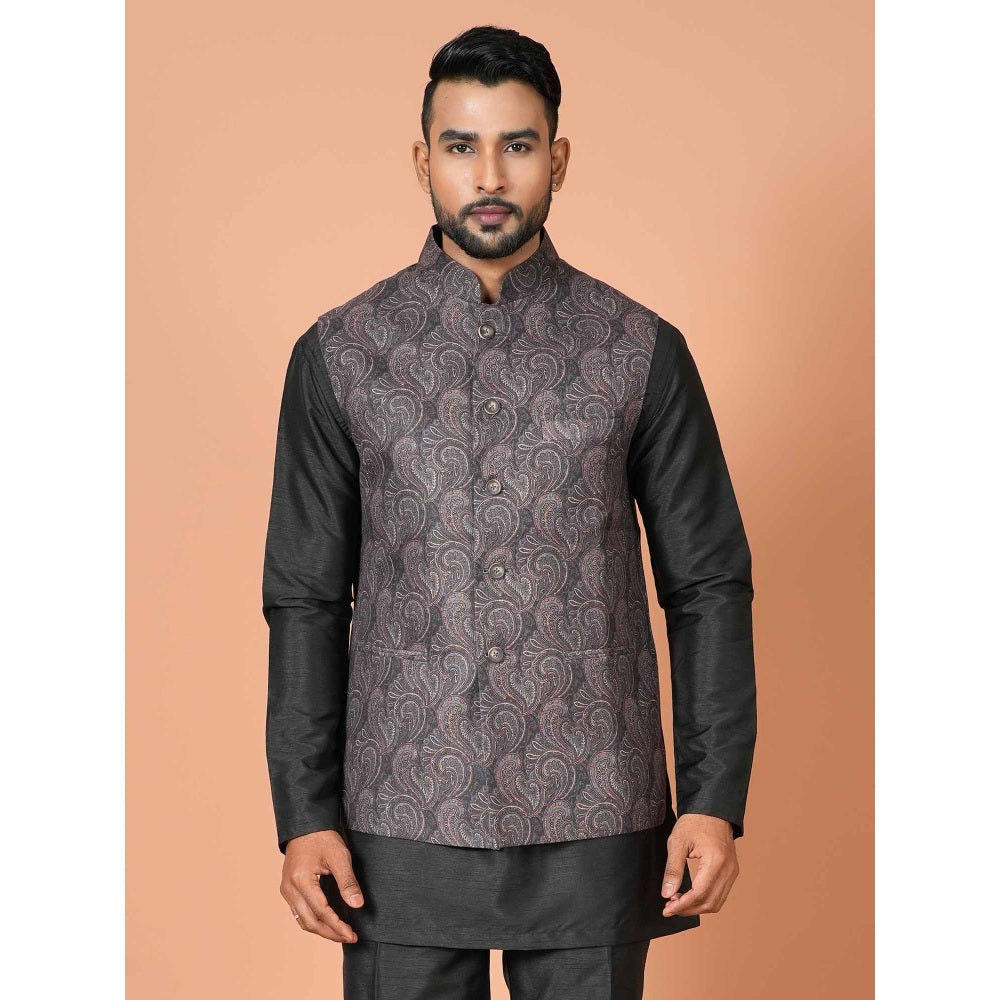 Simaaya Grey Premium Quality Linen Blend Made Nehru Jacket