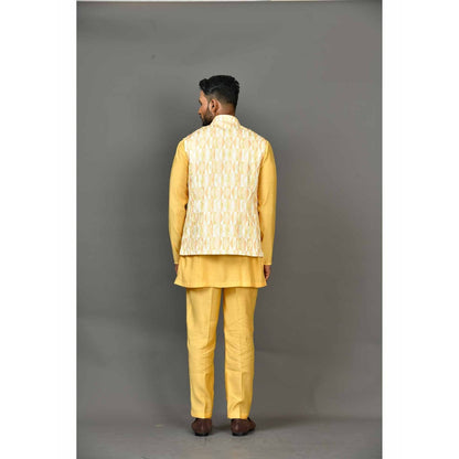 Simaaya Yellow Premium Quality Satin Made Nehru Jackets