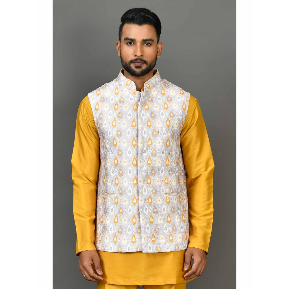 Simaaya White Premium Quality Silk Made Nehru Jacket