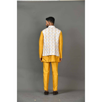 Simaaya White Premium Quality Silk Made Nehru Jacket