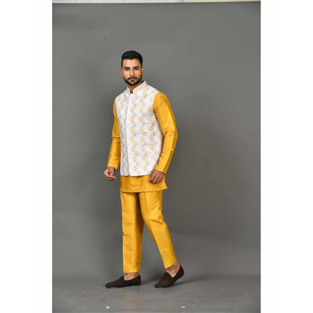 Simaaya White Premium Quality Silk Made Nehru Jacket