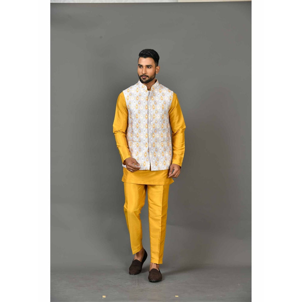 Simaaya White Premium Quality Silk Made Nehru Jacket