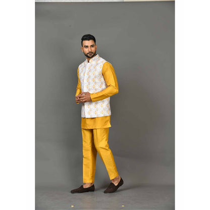Simaaya White Premium Quality Silk Made Nehru Jacket