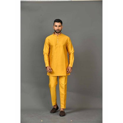 Simaaya Yellow Premium Quality Silk Made Short Kurta