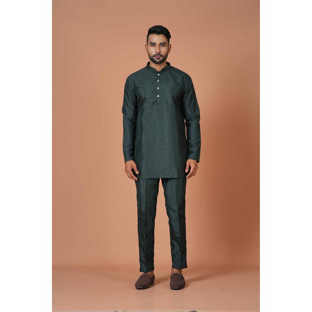 Simaaya Green Premium Quality Silk Made Short Kurta