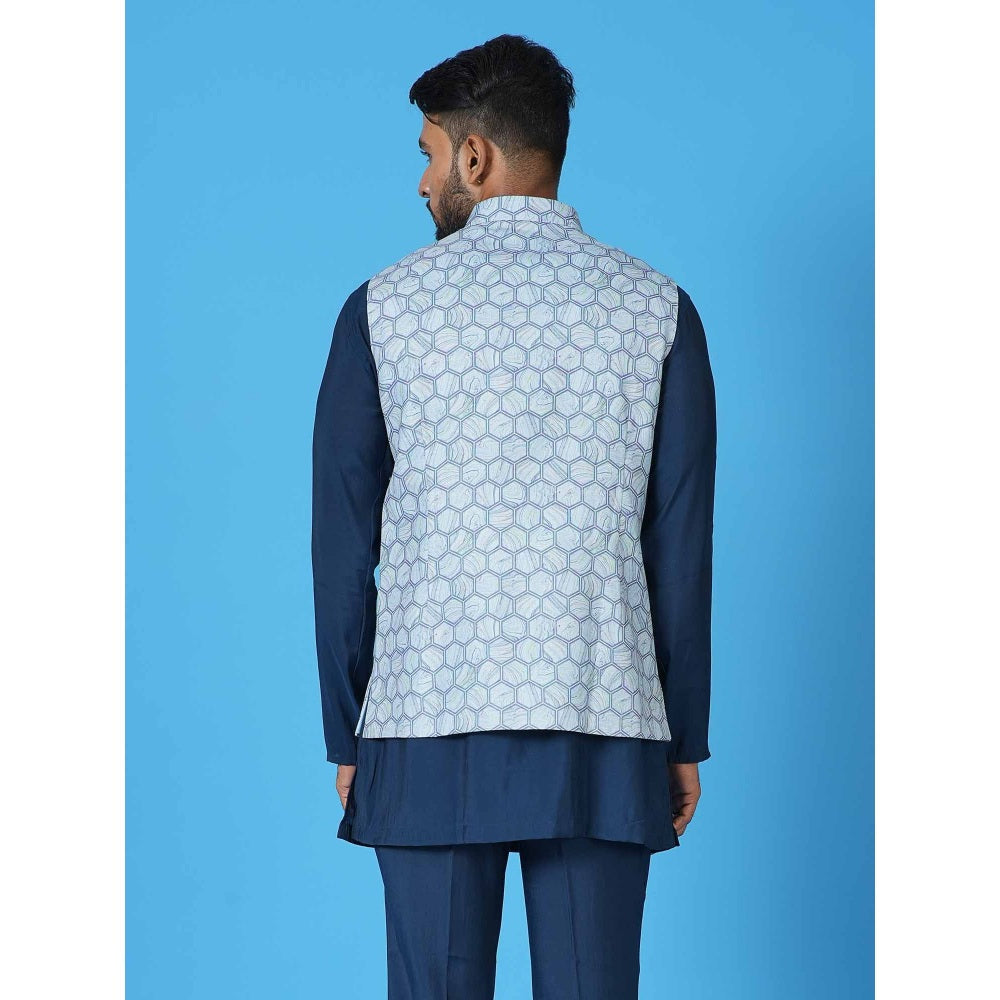 Simaaya Blue Premium Quality Linen Blend Made Nehru Jacket