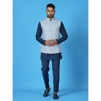 Simaaya Blue Premium Quality Linen Blend Made Nehru Jacket