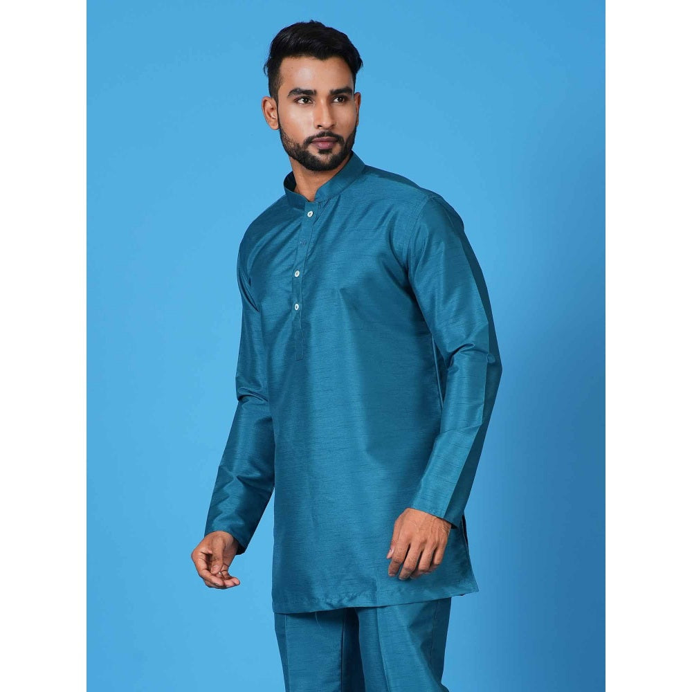Simaaya Teal Premium Quality Silk Made Short Kurta