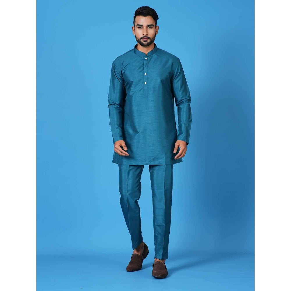 Simaaya Teal Premium Quality Silk Made Short Kurta