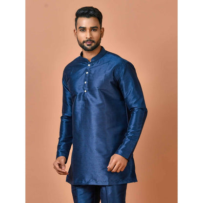 Simaaya Navy Blue Premium Quality Silk Made Short Kurta