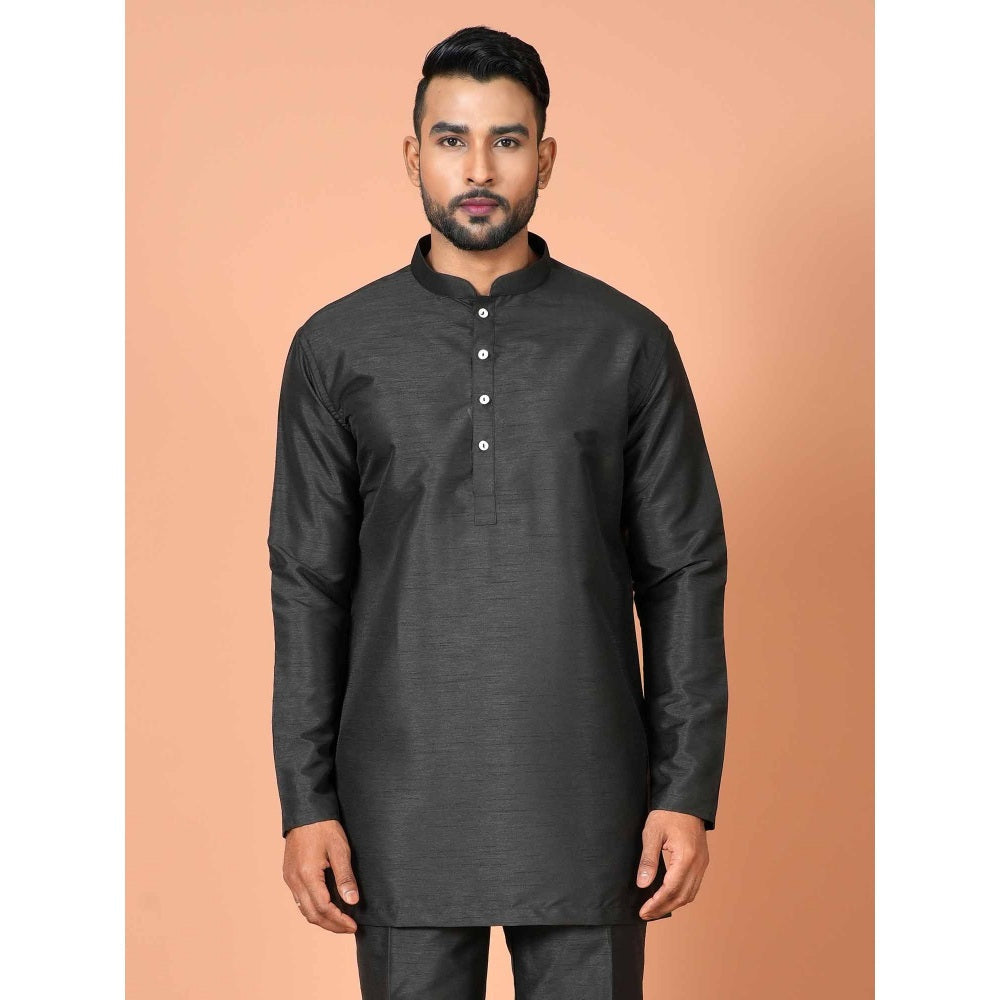 Simaaya Black Premium Quality Silk Made Short Kurta