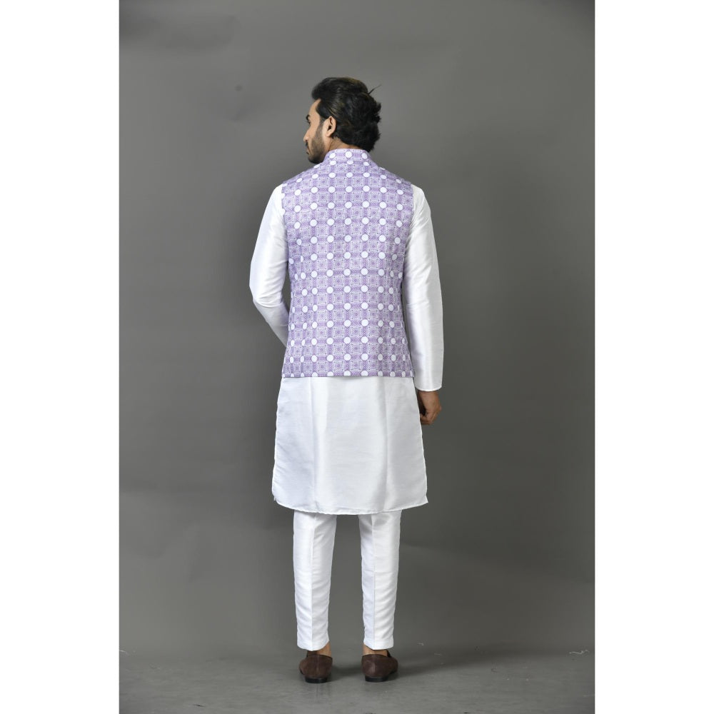 Simaaya Purple Printed Premium Quality Cotton Silk Made Nehru Jacket for Men