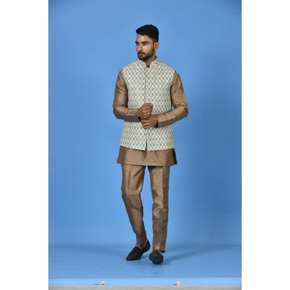 Simaaya Multi-Colour Printed Premium Quality Cotton Silk Made Nehru Jacket for Men