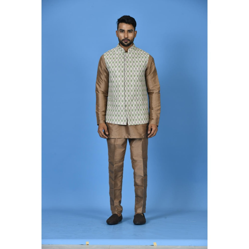 Simaaya Multi-Colour Printed Premium Quality Cotton Silk Made Nehru Jacket for Men