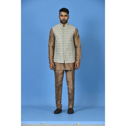 Simaaya Multi-Colour Printed Premium Quality Cotton Silk Made Nehru Jacket for Men