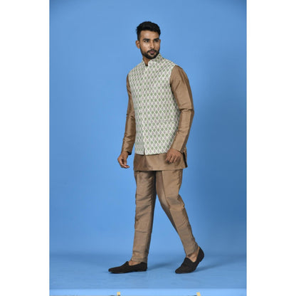 Simaaya Multi-Colour Printed Premium Quality Cotton Silk Made Nehru Jacket for Men