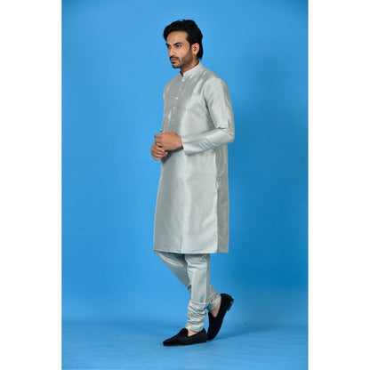 Simaaya Silver Premium Quality Silk Made Kurta for Men