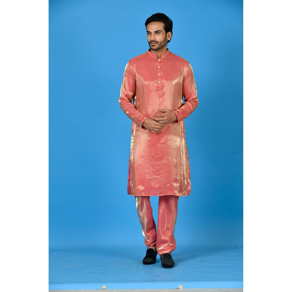 Simaaya Peach Premium Quality Satin Made Kurta for Men