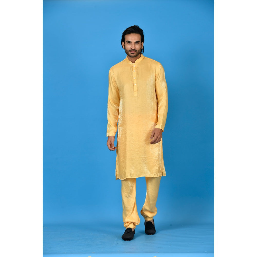 Simaaya Yellow Premium Quality Satin Made Kurta for Men
