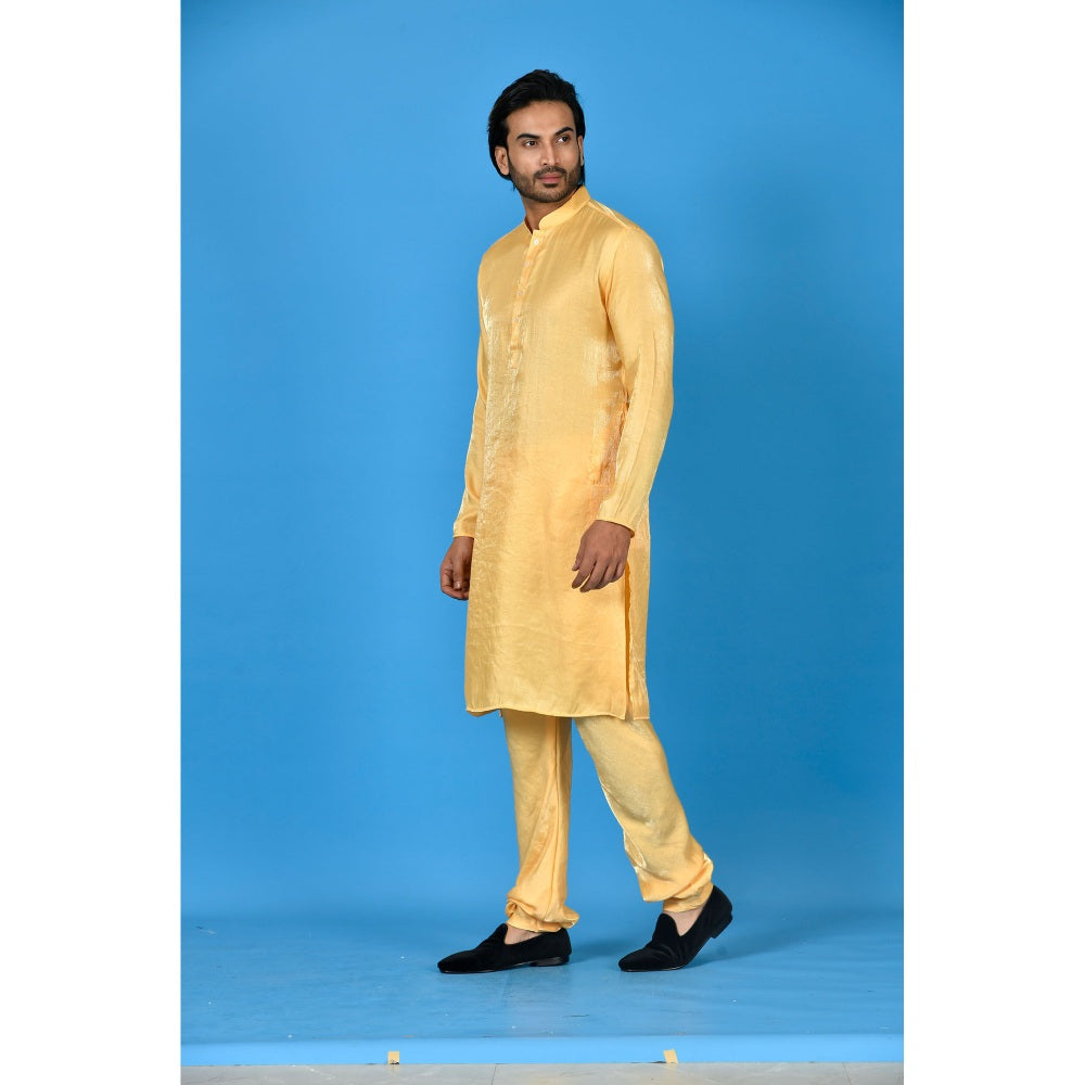 Simaaya Yellow Premium Quality Satin Made Kurta for Men