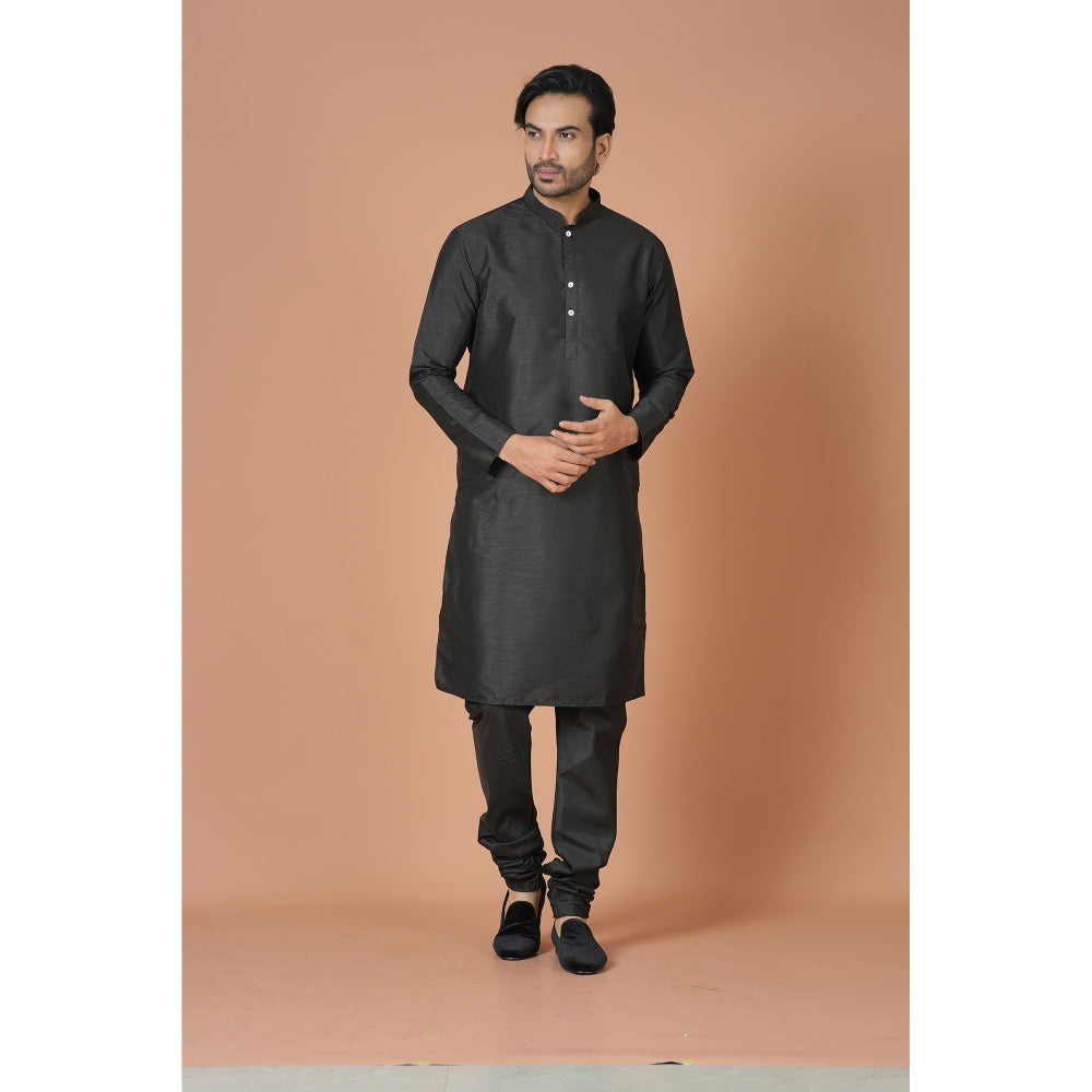 Simaaya Black Premium Quality Silk Made Kurta for Men
