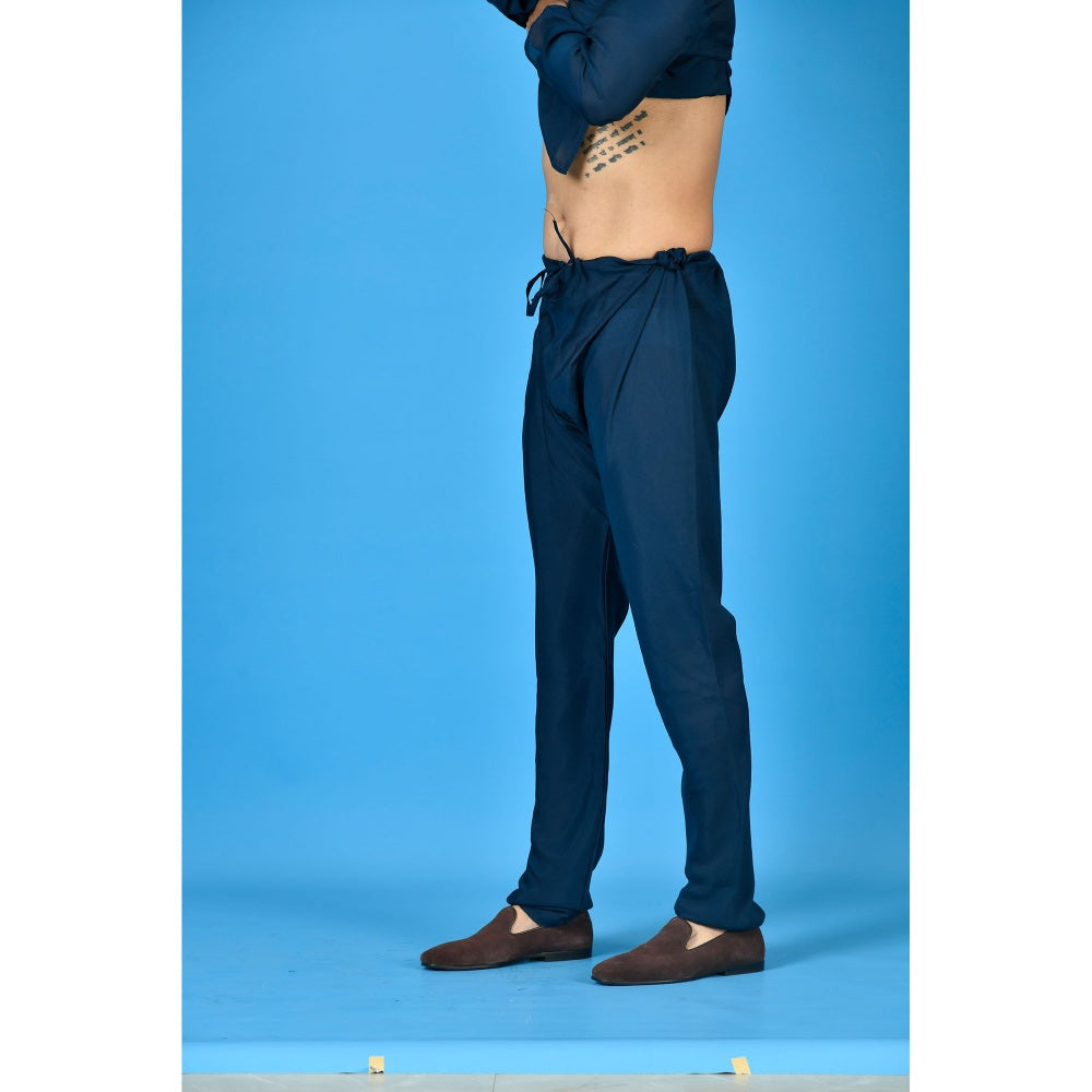Simaaya Navy Blue Premium Quality Cotton Silk Made Pyjama for Men
