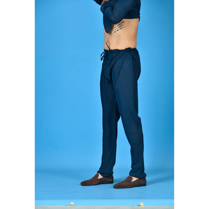 Simaaya Navy Blue Premium Quality Cotton Silk Made Pyjama for Men