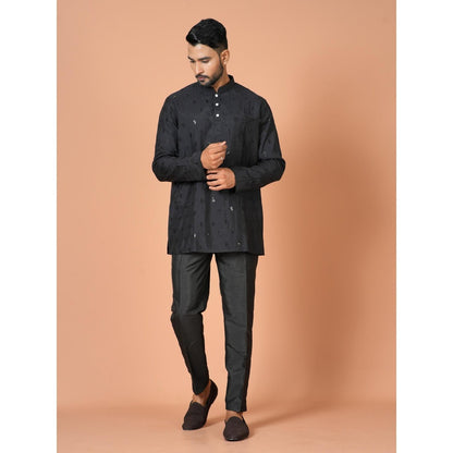 Simaaya Black Premium Quality Satin Made Short Kurta for Men