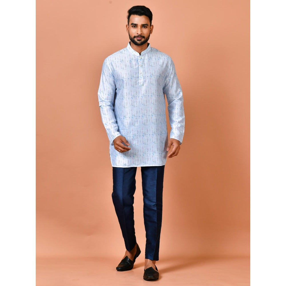 Simaaya Blue Premium Quality Silk Made Short Kurta for Men