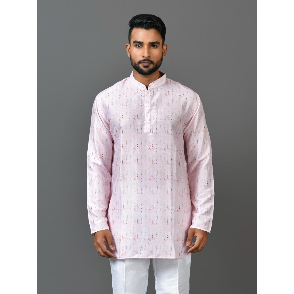 Simaaya Pink Premium Quality Silk Made Short Kurta for Men