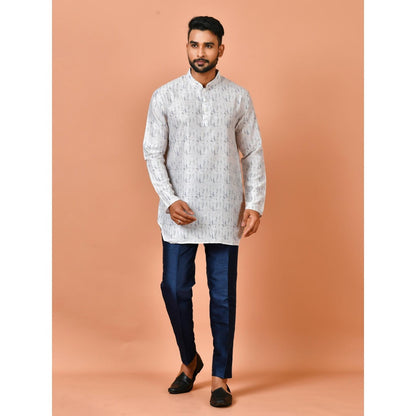 Simaaya White Premium Quality Silk Made Short Kurta for Men