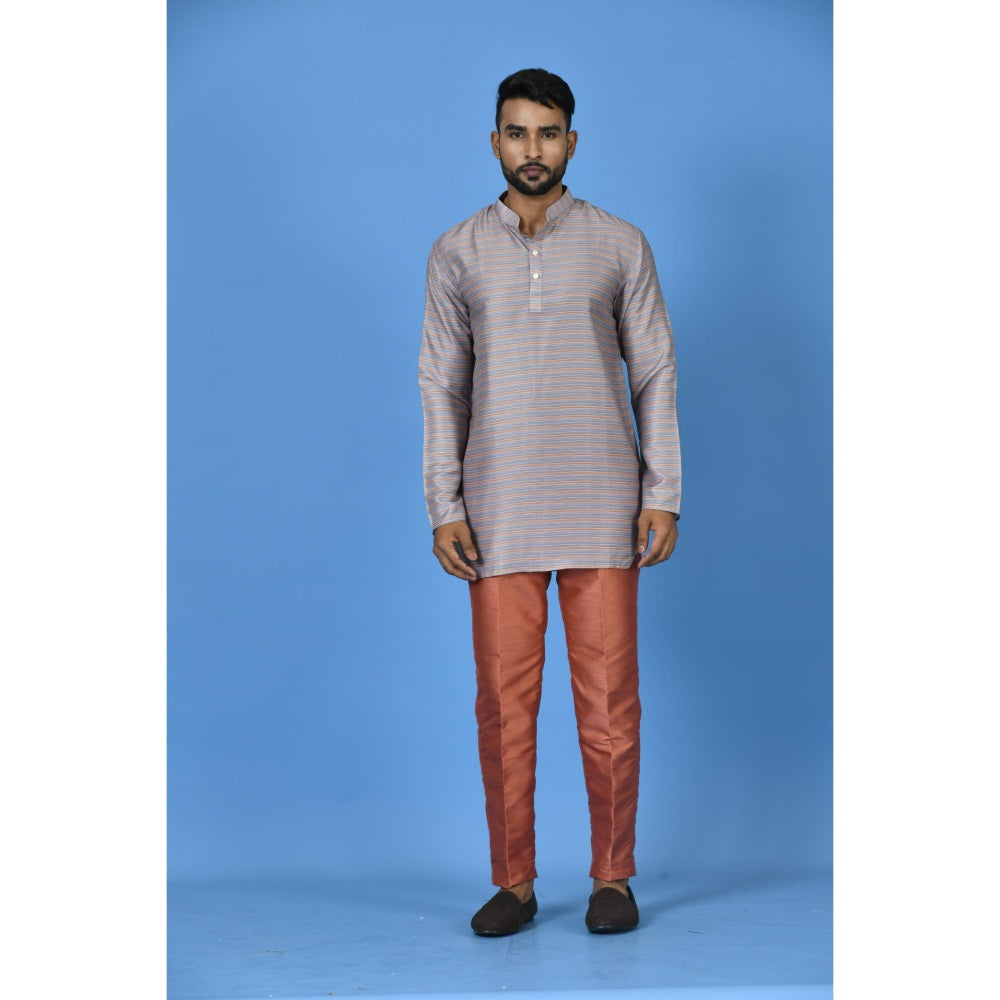 Simaaya Grey Premium Quality Silk Made Short Kurta for Men