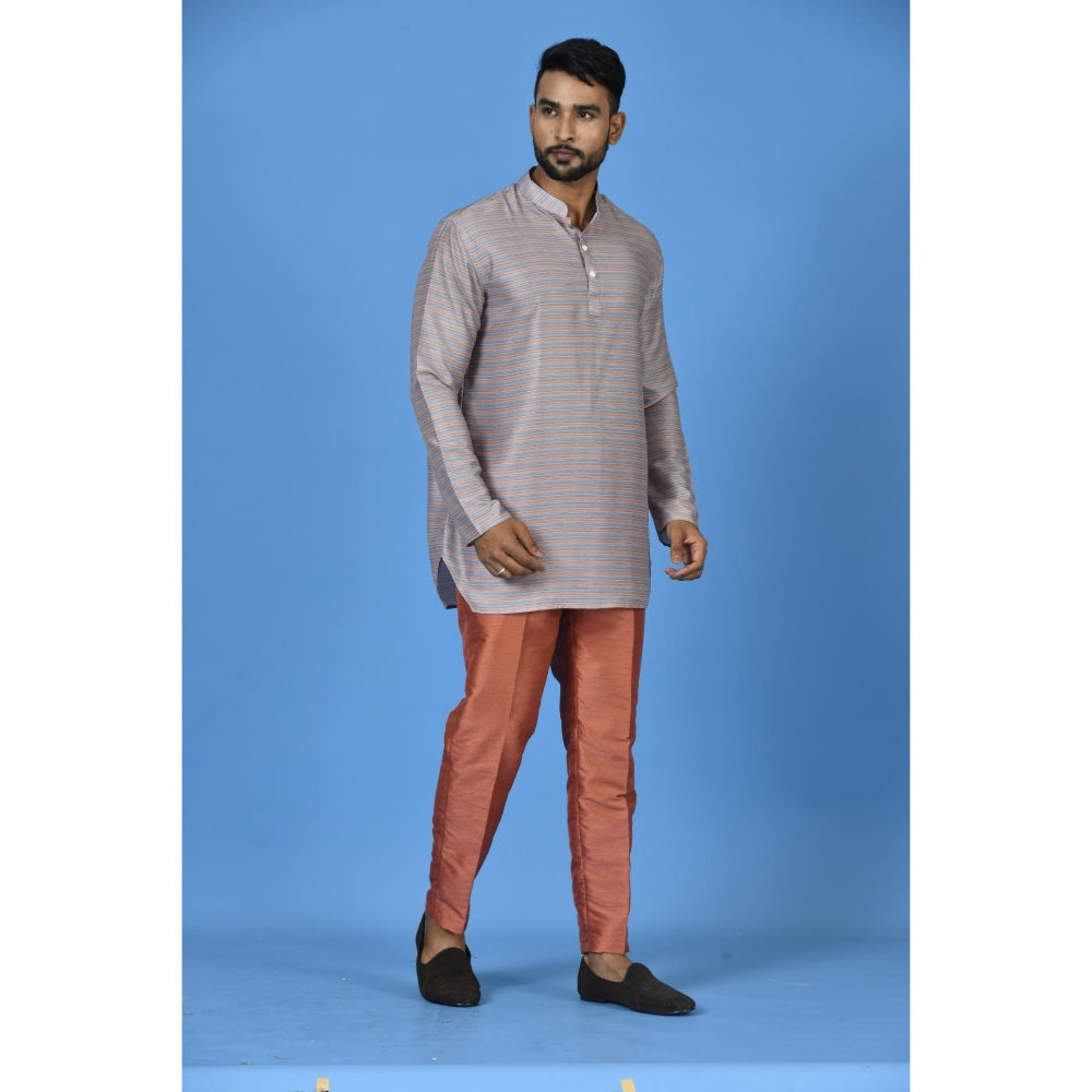 Simaaya Grey Premium Quality Silk Made Short Kurta for Men