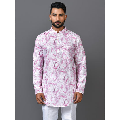 Simaaya White Premium Quality Silk Made Short Kurta for Men