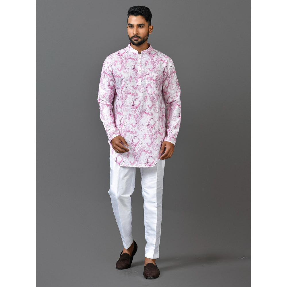 Simaaya White Premium Quality Silk Made Short Kurta for Men