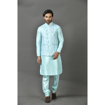 Simaaya Premium Quality Silk Made Nehru Jackets for Men- Blue