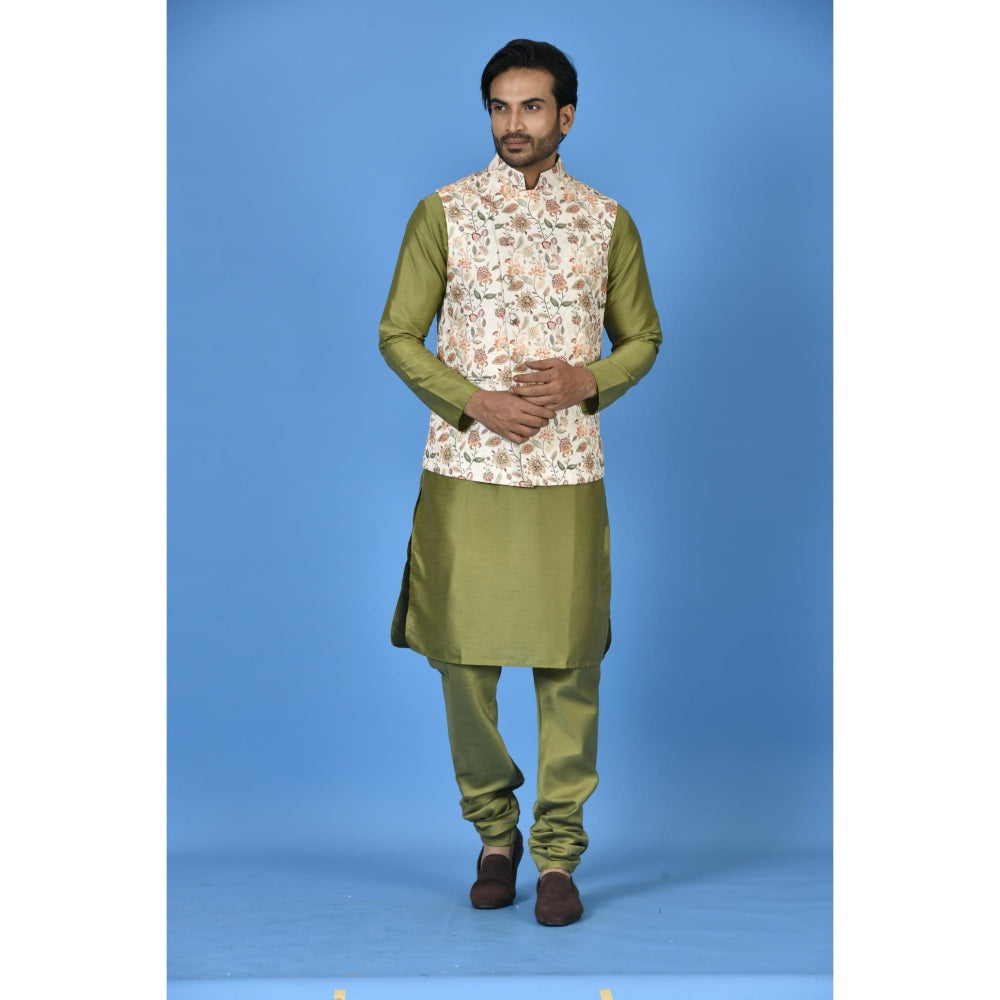 Simaaya Premium Quality Silk Made Nehru Jackets for Men- Peach
