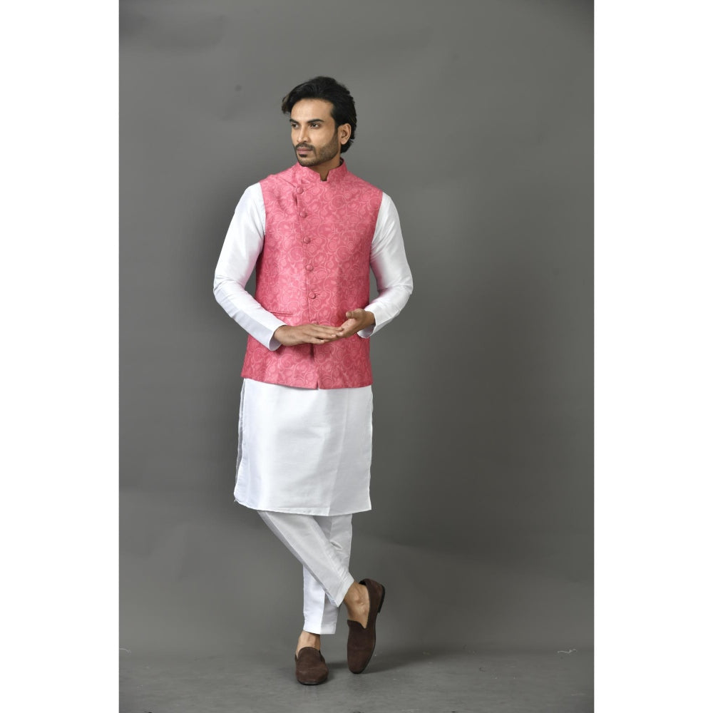 Simaaya Premium Quality Satin Made Nehru Jackets for Men- Pink