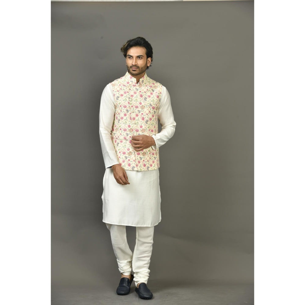 Simaaya Premium Quality Cotton Silk Made Nehru Jackets for Men- Yellow