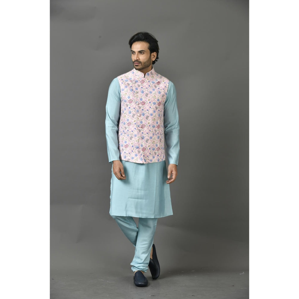 Simaaya Premium Quality Silk Made Nehru Jackets for Men- Pink