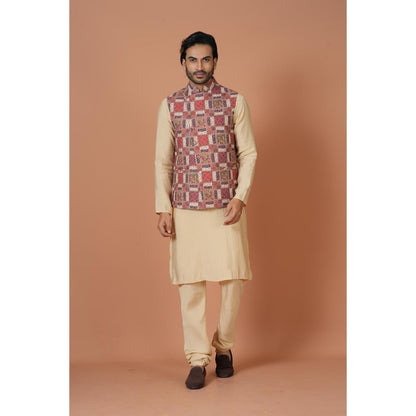 Simaaya Premium Quality Linen Made Nehru Jackets for Men- Maroon