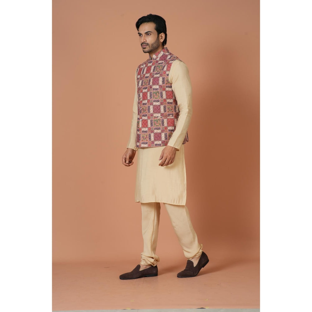 Simaaya Premium Quality Linen Made Nehru Jackets for Men- Maroon