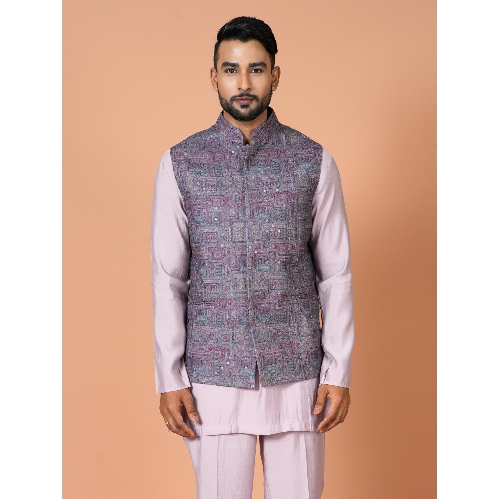 Simaaya Premium Quality Linen Made Nehru Jacket For Men- Purple