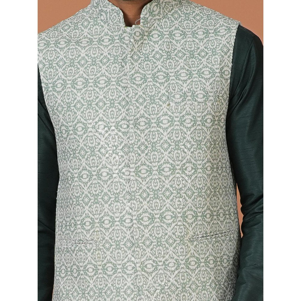 Simaaya Premium Quality Linen Made Nehru Jacket For Men- Blue