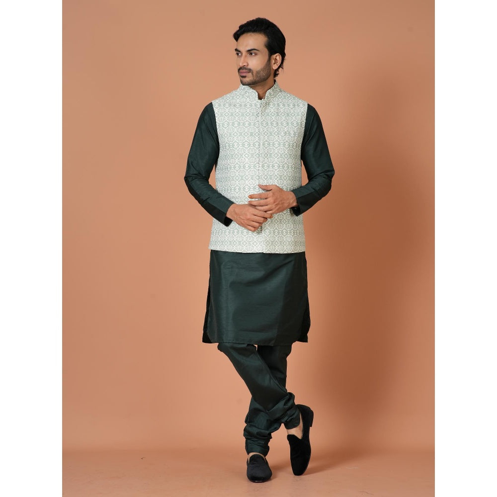 Simaaya Premium Quality Linen Made Nehru Jacket For Men- Blue