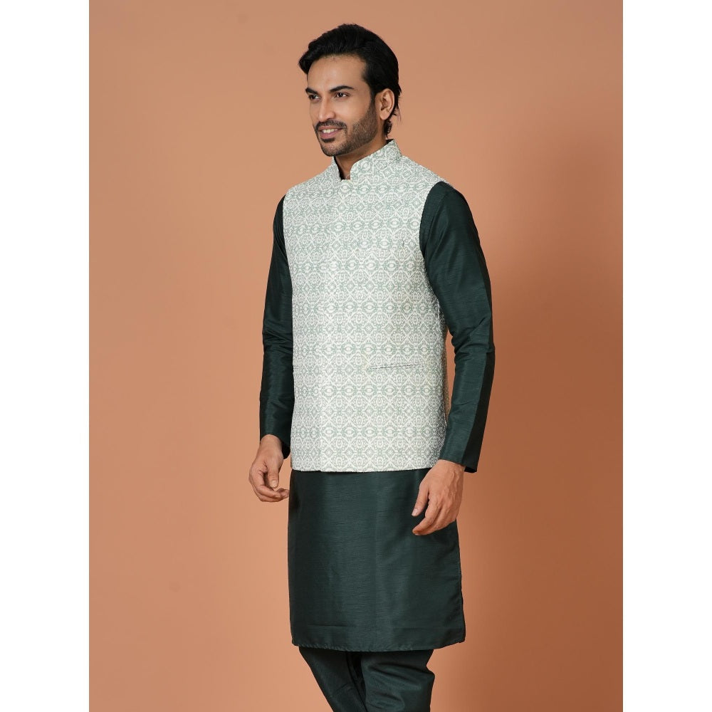 Simaaya Premium Quality Linen Made Nehru Jacket For Men- Blue