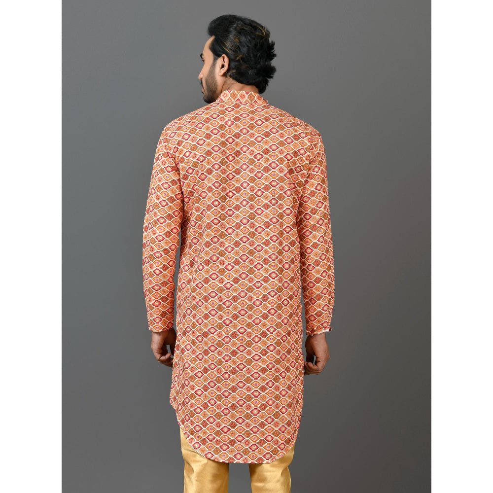 Simaaya Premium Quality Linen Made Kurta For Men- Orange