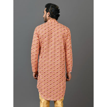 Simaaya Premium Quality Linen Made Kurta For Men- Orange