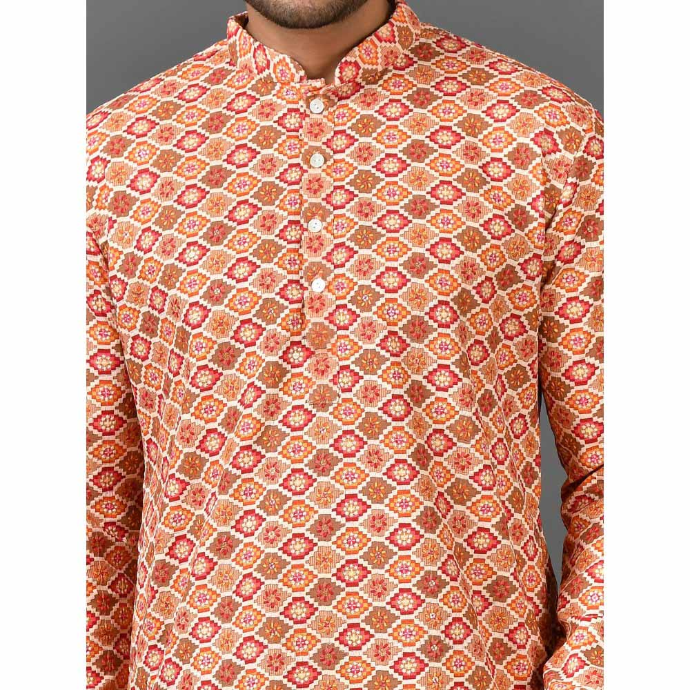 Simaaya Premium Quality Linen Made Kurta For Men- Orange