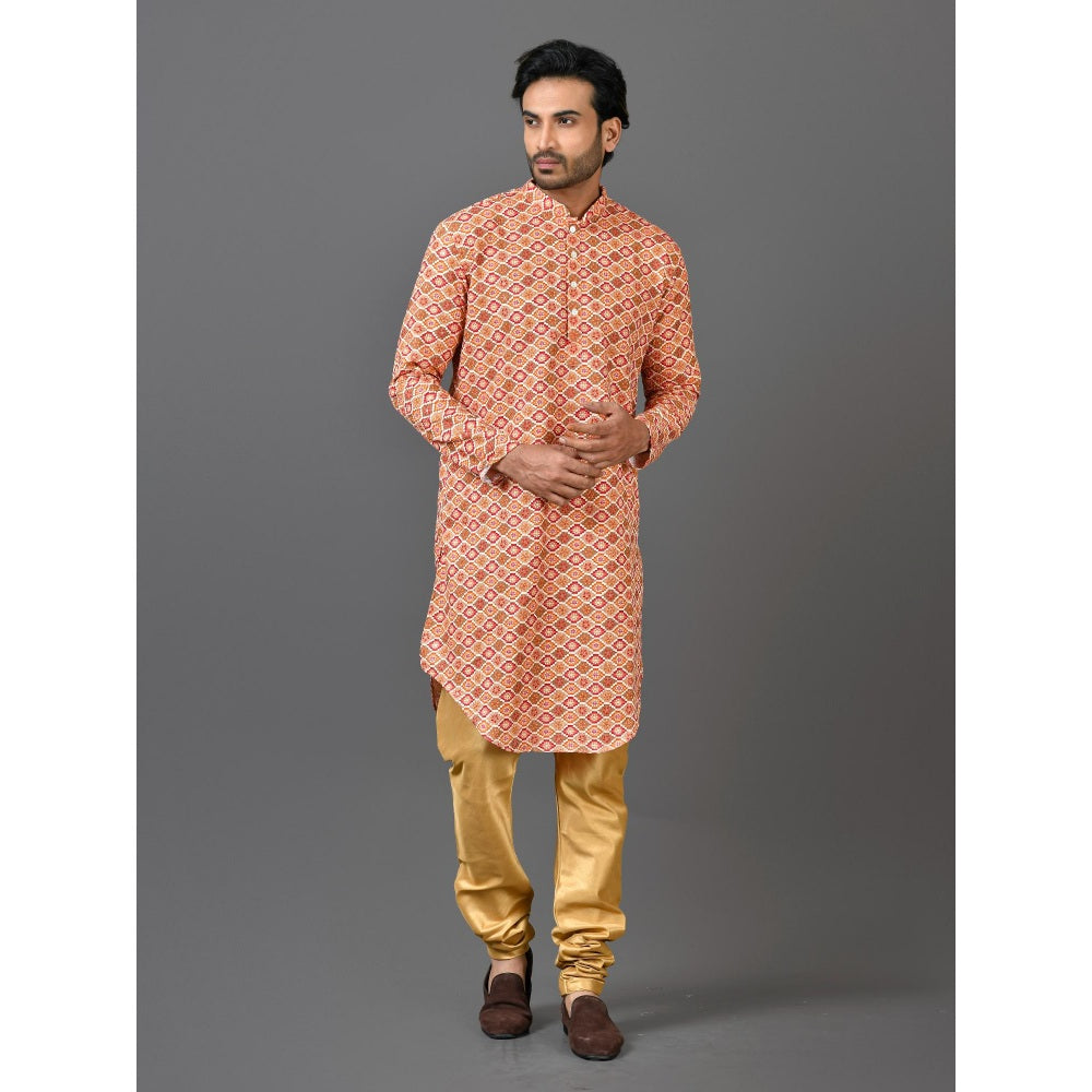 Simaaya Premium Quality Linen Made Kurta For Men- Orange